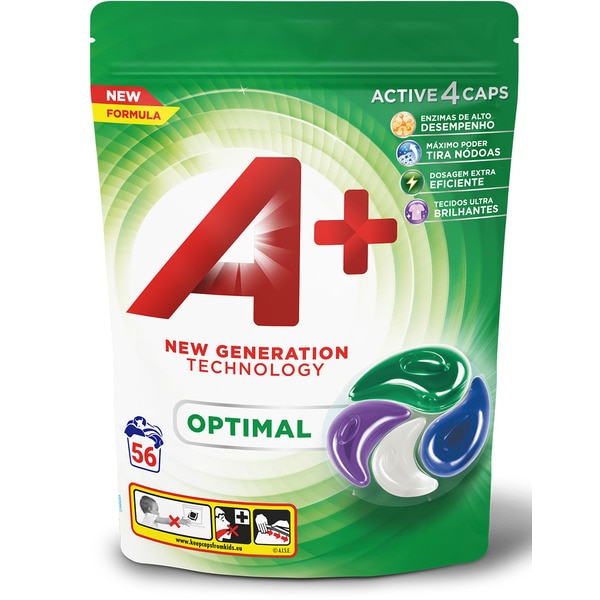 Detergente Máquina Roupa Cápsulas  Optimal embalagem 56 doses