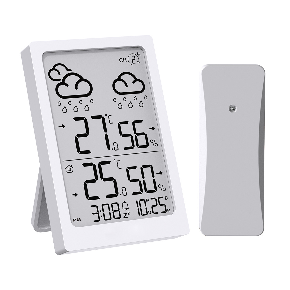 Inves - Reloj despertador Inves E0558WST2H2-V3 con indicador de temperatura interior y exterior, blanco.