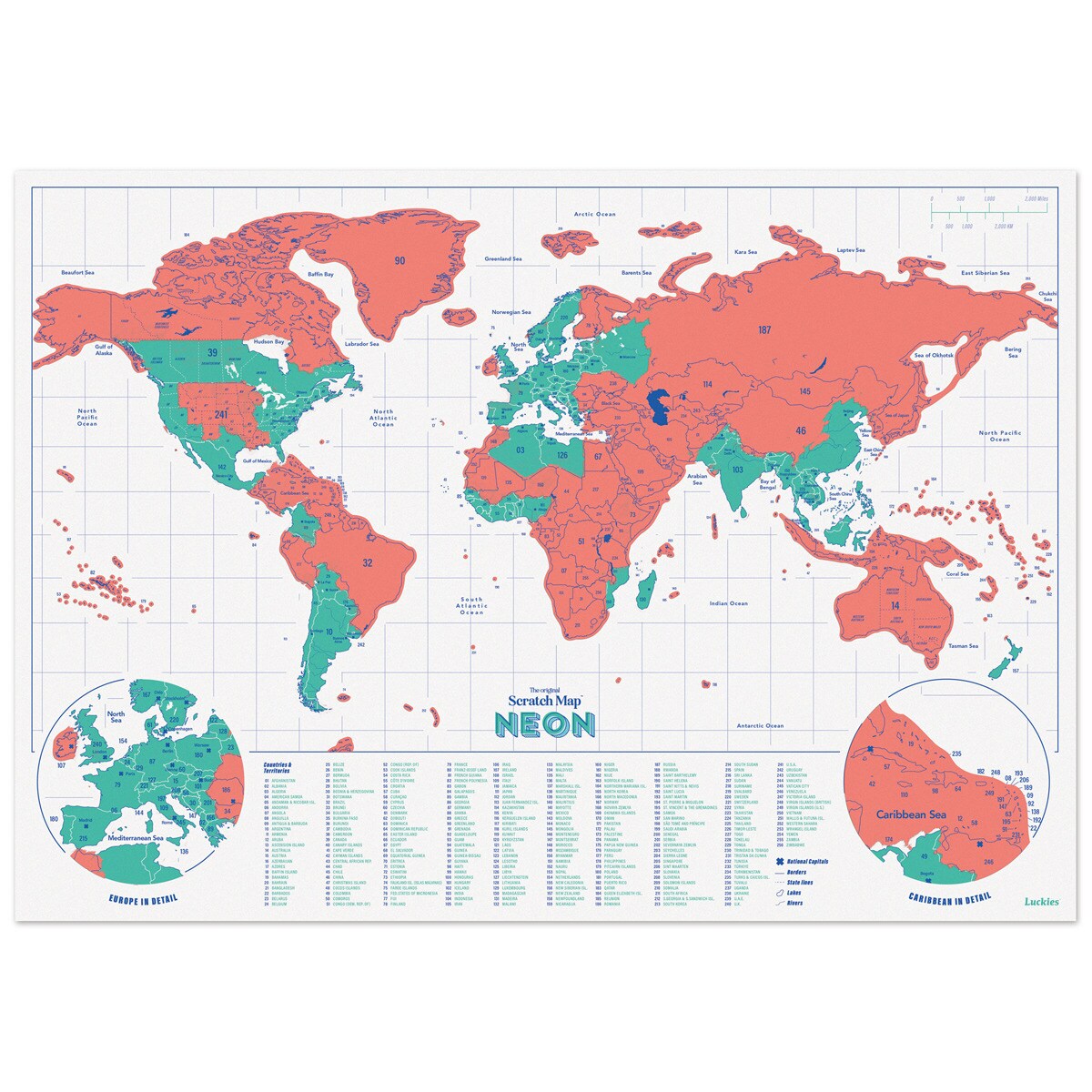 Mapa do Mundo Raspável Suck UK Coral 2