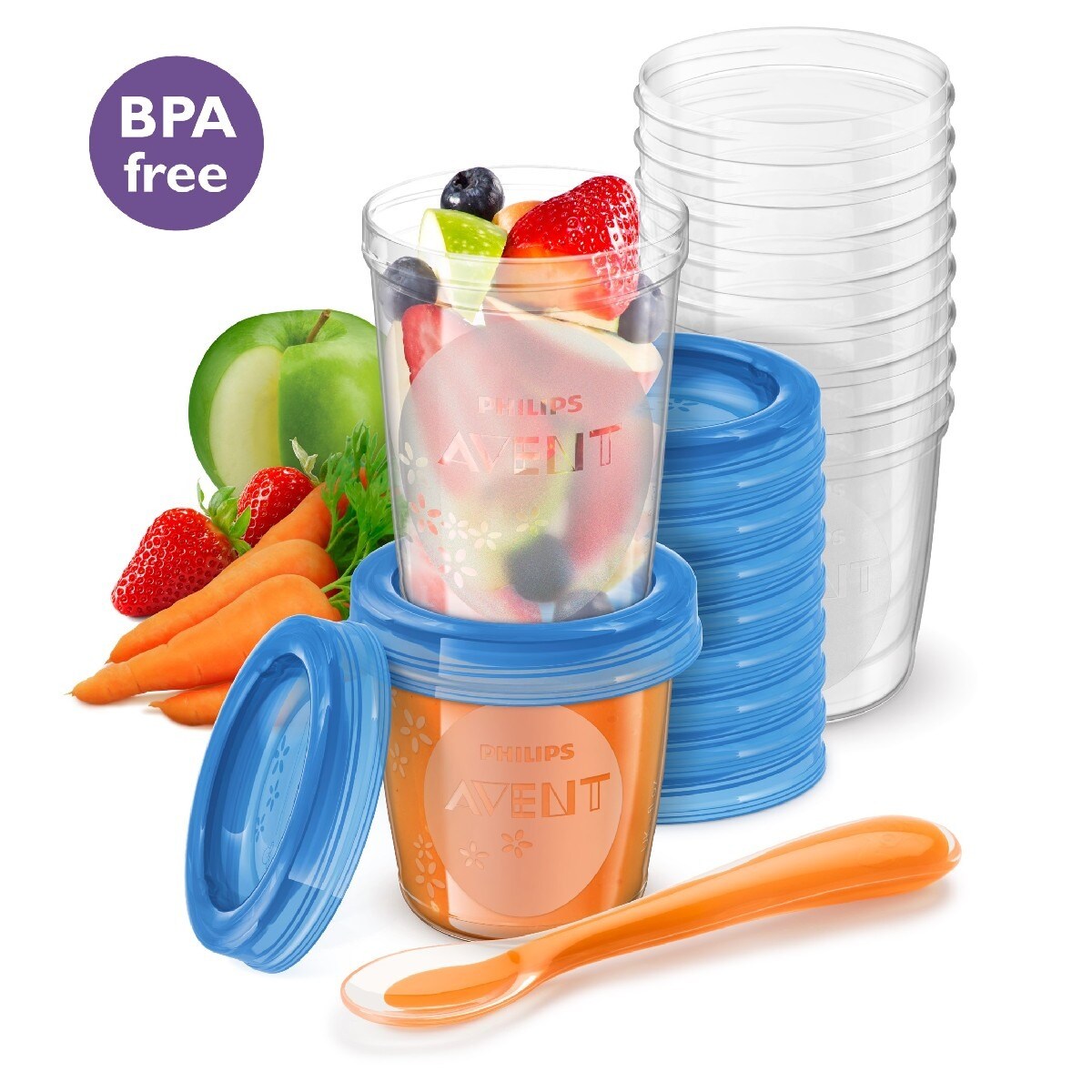 Imagem 0 de Conjunto de 20 Copos Philips Avent para Armazenamento de Alimentos transparente/azul