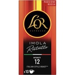 café ristretto Imola Passione Rossa tostado estilo italiano con intensidad 12 estuche 10 cápsulas compatibles con máquinas Nespresso