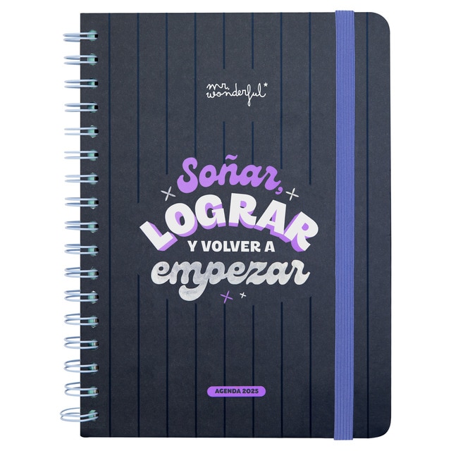 Agenda anual 2025 semanal Mr Wonderful: Soñar, lograr y volver a empezar.