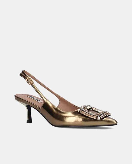 Zapatos de salón Ella de mujer destalonados con adorno pedrería y tacón de aguja