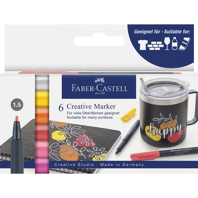 Estuche con 6 rotuladores Creative Marker Faber-Castell brisa de verano.