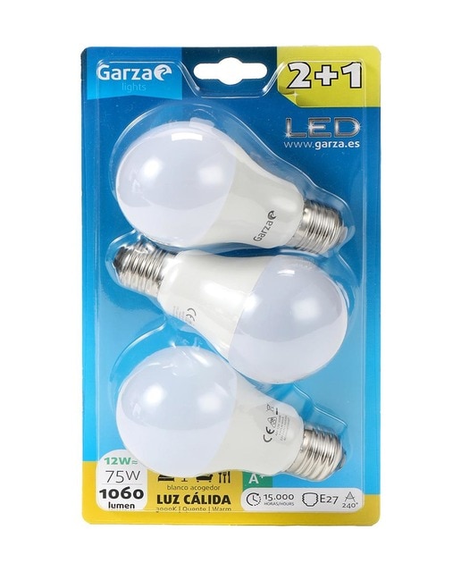 Bombilla LED estándar E27 12W luz cálida Garza