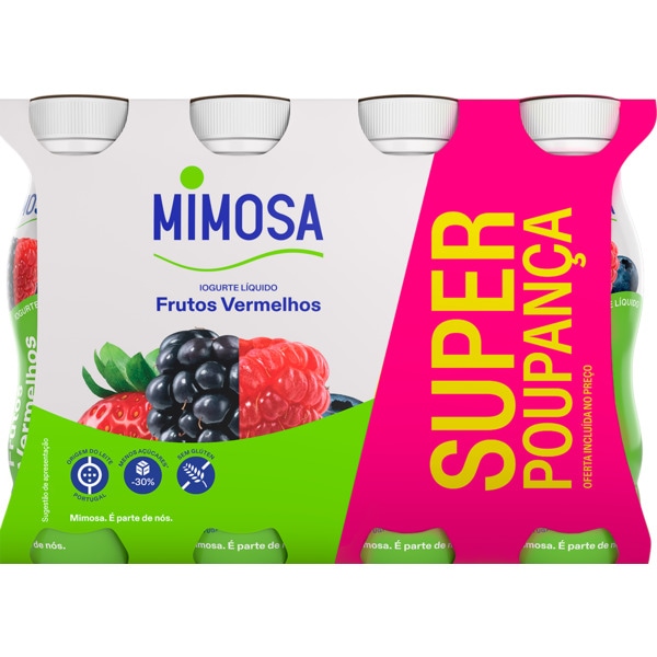 Iogurte Liquido Frutos Vermelhos Pack 8 embalagem 151 ml
