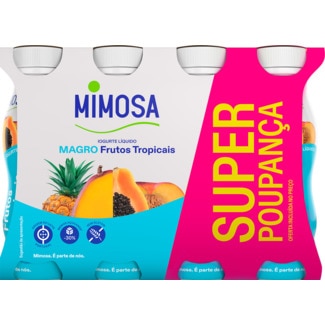 Mimosa Iogurte Líquido Magro Frutos Tropicais Pack 8 embalagem 151 ml