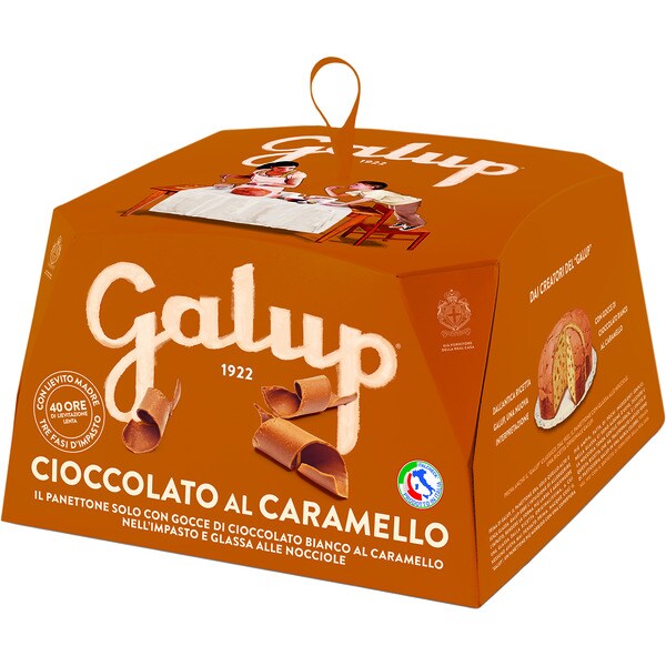 Panettone mit weißen Schokoladentropfen und Karamell Karton 750 g