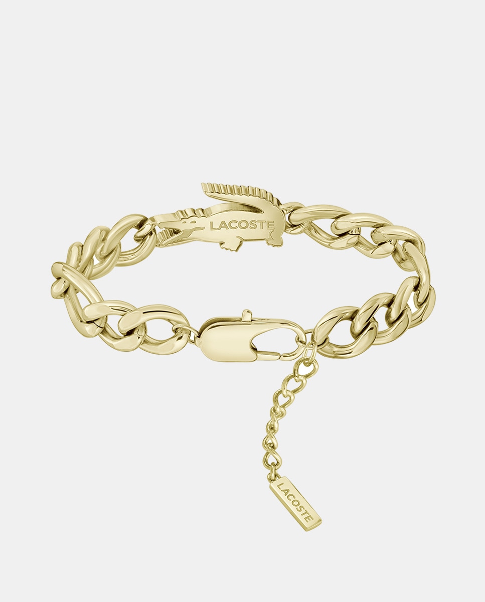 Lacoste - Pulsera Crocodile de oro amarillo con logo.