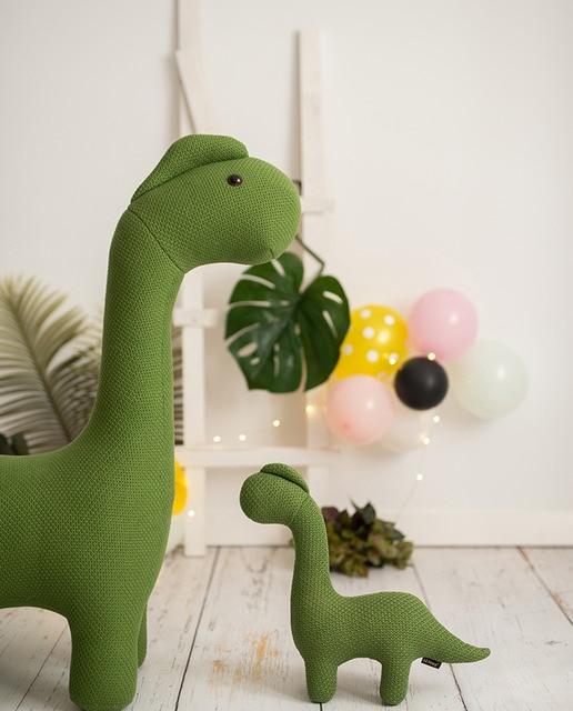 Lámina infantil fotografía familia dinosaurios verde