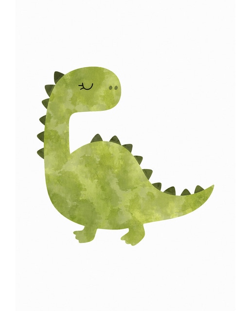 Lámina infantil ilustración dinosaurio verde