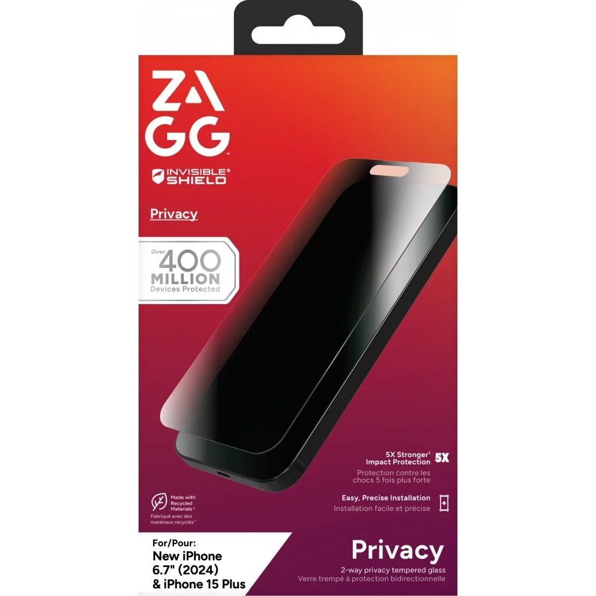 Película de Vidro Zagg InvisibleShield Glass Elite Privacy para iPhone 16 Plus 4