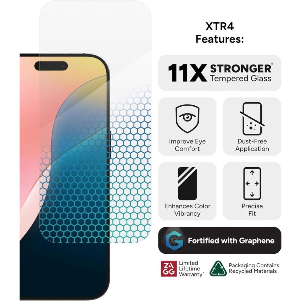 Película de Vidro Zagg Invisible Shield Glass XTR4 para iPhone 16 Pro 4