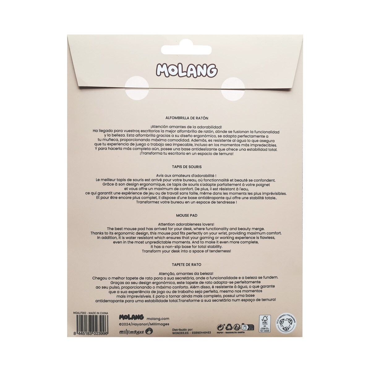 Tapete de rato Molang gel 5