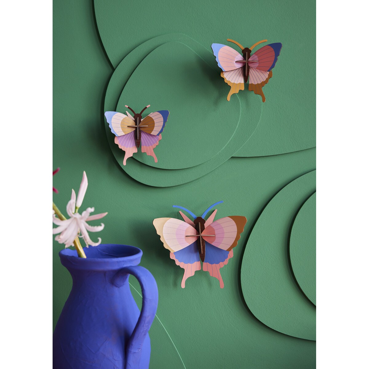 Mural em 3D Studio roof mariposas com acabamento dourado set de 3 3