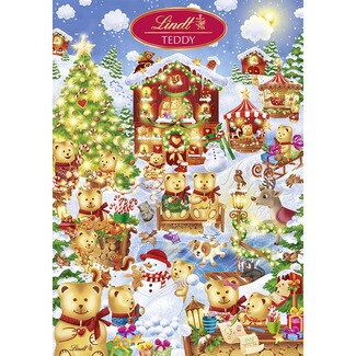 LINDT Teddy Bear Game Advent calendar with chocolates case 265 g