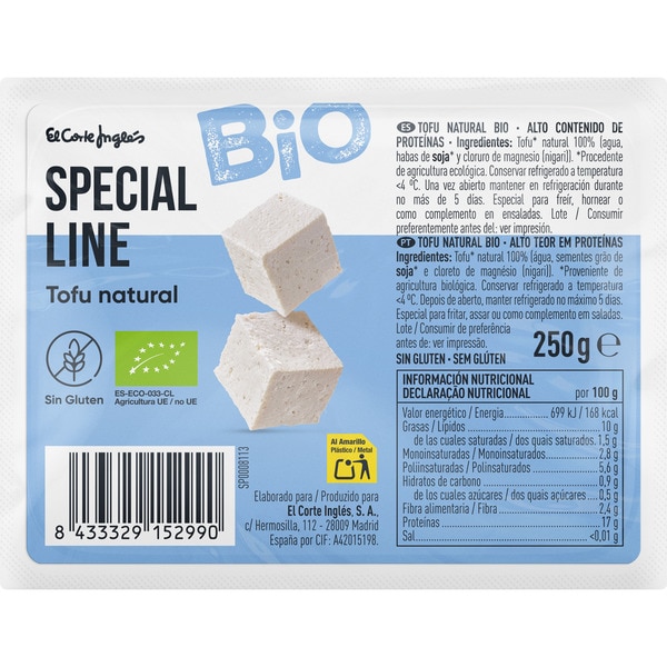 Bio natural organic tofu gluten-free container 250 g