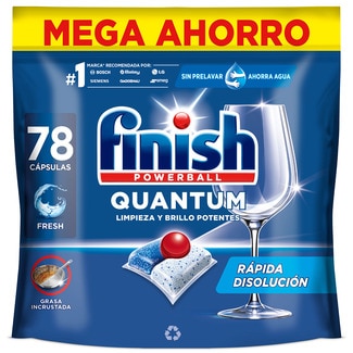 FINISH detergente lavavajillas Powerball Quantum Max bolsa 90 pastillas