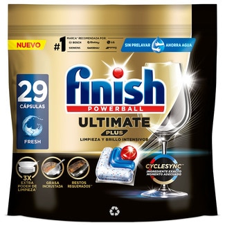 FINISH detergente lavavajillas Powerball Ultimate Plus bolsa 29 pastillas