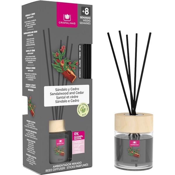 Sandalwood and cedar air freshener sticks 0% alcohol flask 40 ml