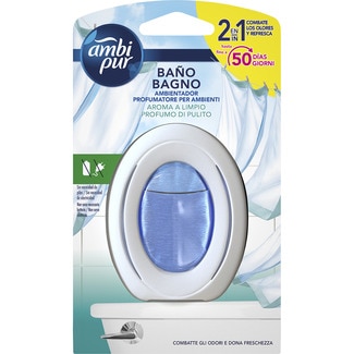 AMBIPUR BAÑO ambientador 2 en 1 aroma a limpio blister 1 unidad