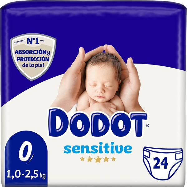 Sensitive size 0 nappies for premature babies under 3 kg bag 24 units