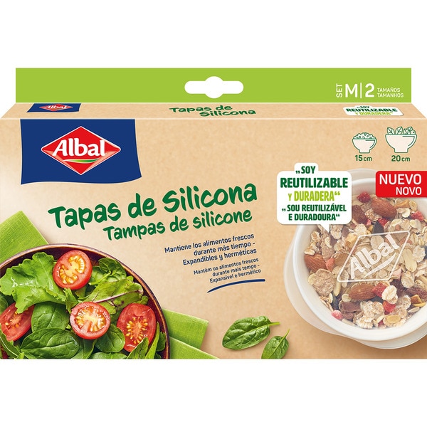 tapa de silicona set 2 tamaños 15 cm - 20 cm caja 2 unidades