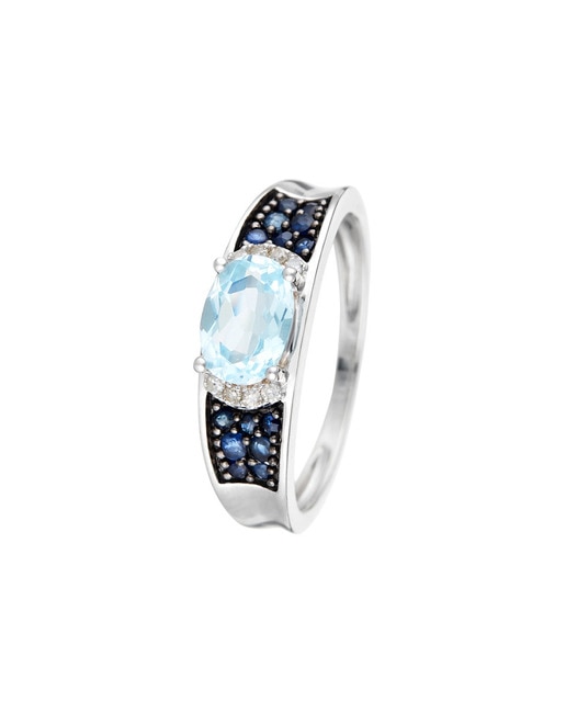 Anillo "Azur" D0,04/8 Topaze bleue 1,16/1 & Saphir 0,25/14