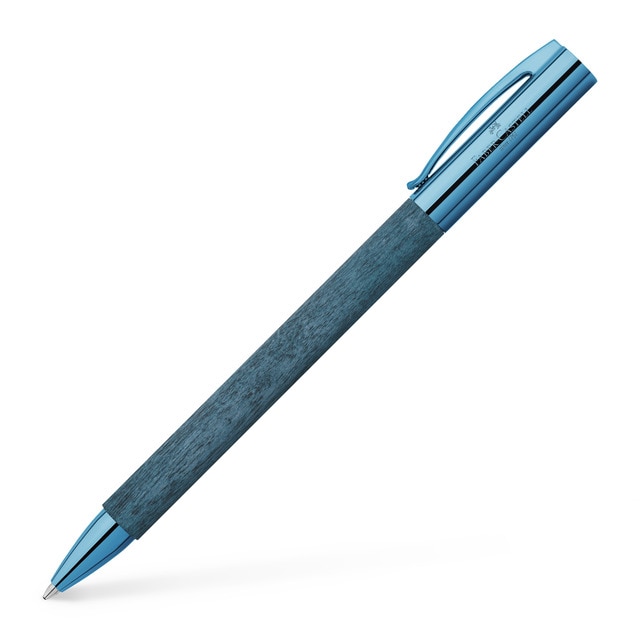 Bolígrafo de madera de carpe edición 20 aniversario Faber-Castell azul.