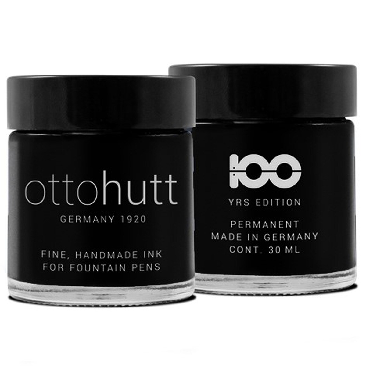 Tintero 30 ml artesanal permanente para documentos Otto Hutt negro.