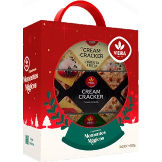 Vieira Bolachas Cream Cracker Pack 3 unidades embalagem 200 g