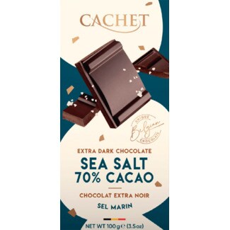 Cachet Chocolate Negro 70% Cacau e Sal Marinho tablete 100 g