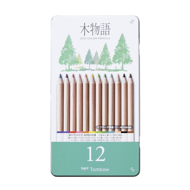 Estuche 12 lápices de colores reciclados Ki-Monogarati B Tombow madera.
