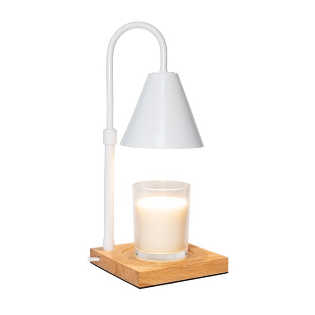 Lámpara Flamingueo calentador de velas con tulipa de acero blanca (vela no incluida).