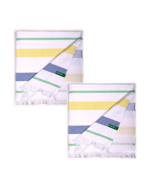 Set 2 toallas benetton hamman 80x165cm 350gsm 100%algodon azul/amarillo casa benetton