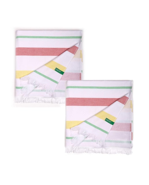 Set 2 toallas benetton hamman 80x165cm 350gsm 100%algodon rosa/amarillo/verde casa benetton