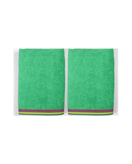 Set 2 toalla de playa de niño 70x140cm 450gsm 100% algodón verde kids