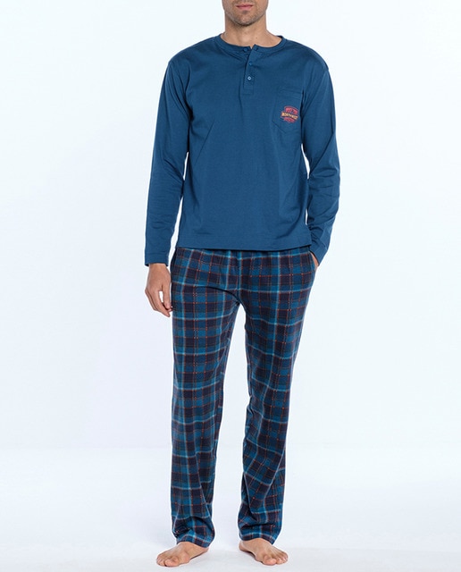 Pijama largo de hombre algodón