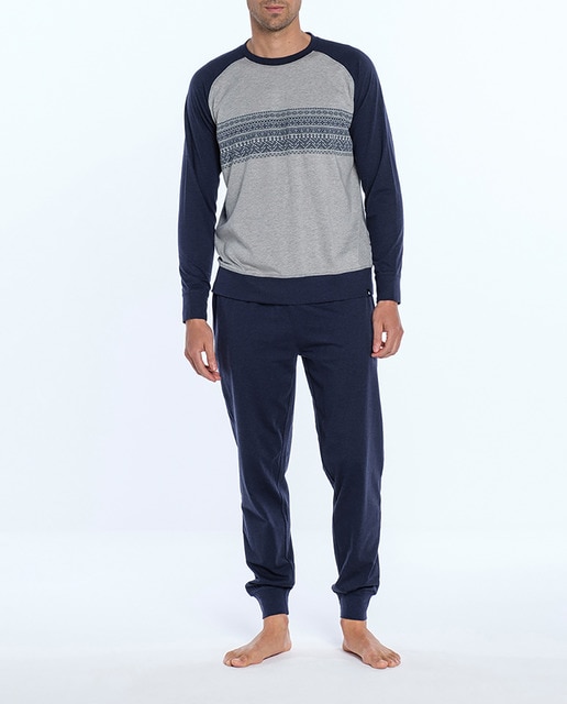 Pijama de hombre, largo cuello redondo Hill