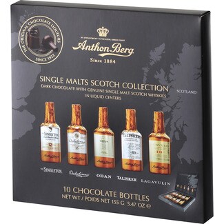 ANTHON BERG Schokoladenflaschen mit Malzwhiskyfüllung 10 Stück Karton 155 g