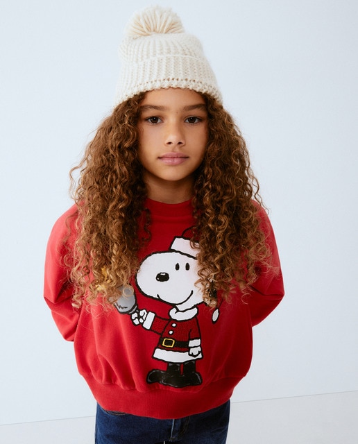 Sudadera de niña con estampado navideño Snoopy