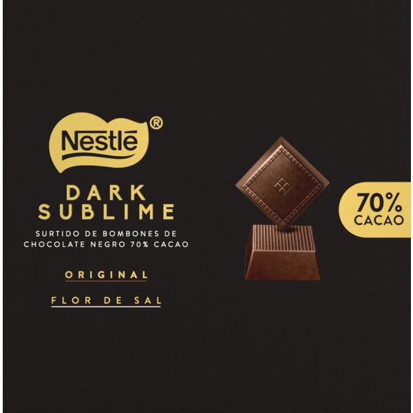 Bombons Sortido de Chocolate Preto Dark Sublime 70% Cacau embalagem 87 g