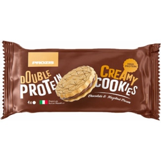 Prozis Bolachas Proteícas Double Chocolate e Avelã embalagem 80 g