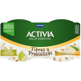 Fibras y Probióticos bífidus con avena y manzana pack 4 unidades 115 g - Danone Activia
