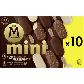Classic mini helados Almendras y Blanco sin gluten 10 unidades estuche 550 ml - Magnum