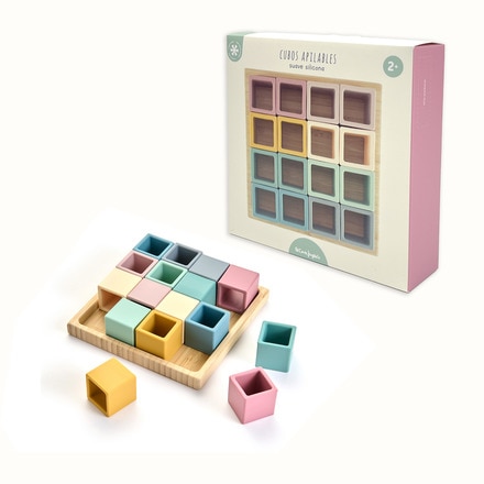 Set de cubos de silicona y bambú apilables