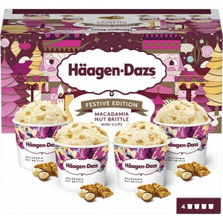 Helado de vainilla con nueces de macadamia caramelizadas 4 unidades estuche 380 ml - Haagen-dazs