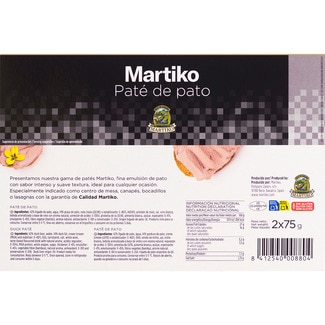 Paté de pato superior pack 2 envases 100 g +33% gratis - Martiko