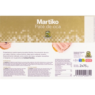 Paté de oca superior sin gluten pack 2 envases 75 g - Martiko