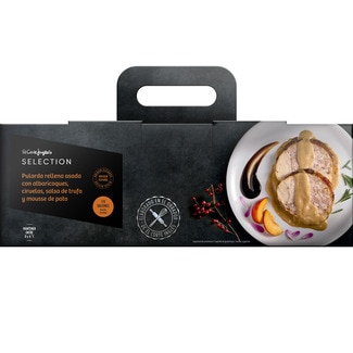 EL CORTE INGLES SELECTION pularda rellena asada con albaricoques, ciruelas, salsa de trufa y mousse de pato envase 2,1 kg